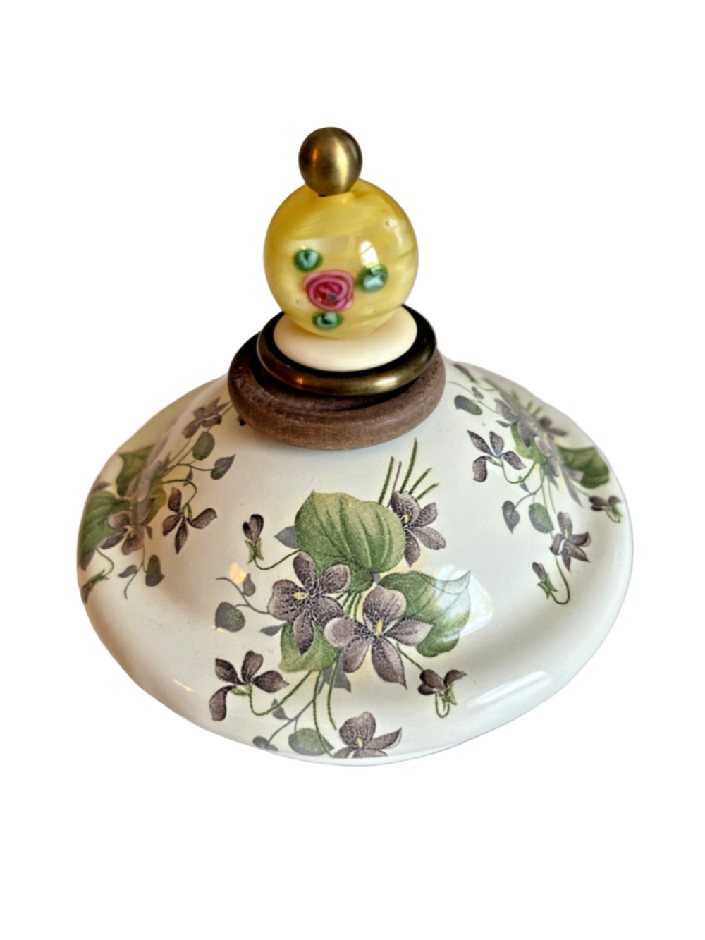 1995 MacKenzie Childs Camp Floral Enamelware Tea Pot/Sugar Bowl Violets Lid Only